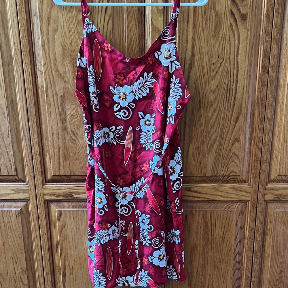 Blue Sky Red Floral Slip resort Dress